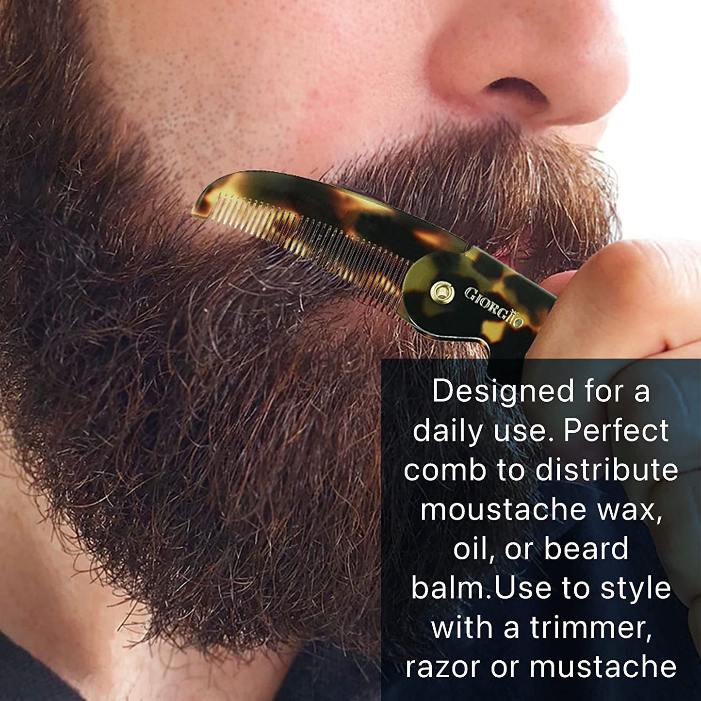 Giorgio G87 4.5 Inch Folding Mustache Comb and Beard Comb, Small Pocket Comb for Men Everyday Grooming and Hair Care. Handmade, Saw-Cut and Hand Polished Styling Men'S Folding Comb. Tokyo Health & Beauty > Personal Care > Hair Care GIORGIO