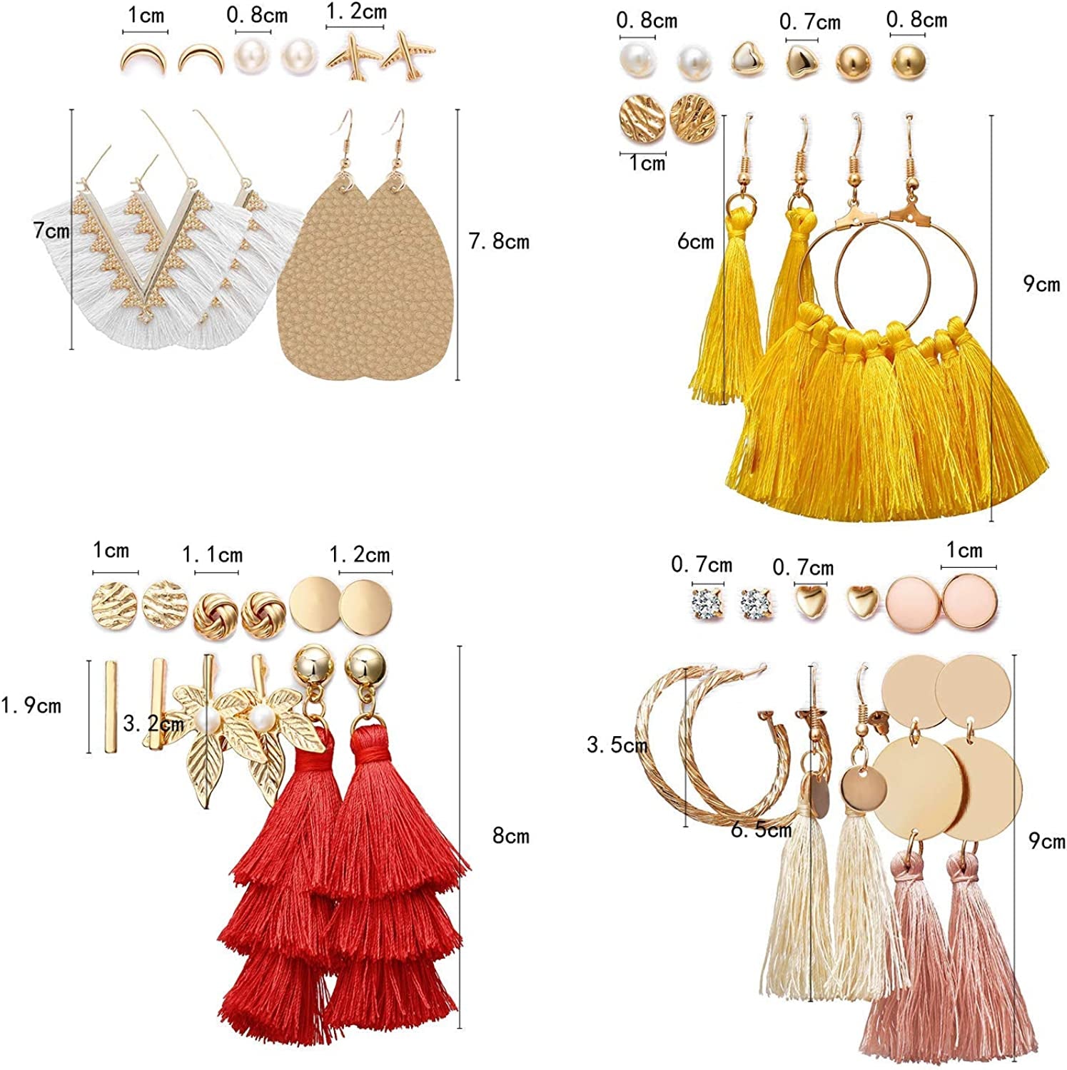 Earrings Set for Women Girls, Funtopia 61 Pairs Fashion Tassel Earrings Acrylic Hoop Stud Drop Dangle Earrings for Birthday Party Gift, Assorted Styles and Colors Apparel & Accessories > Jewelry > Earrings Funtopia