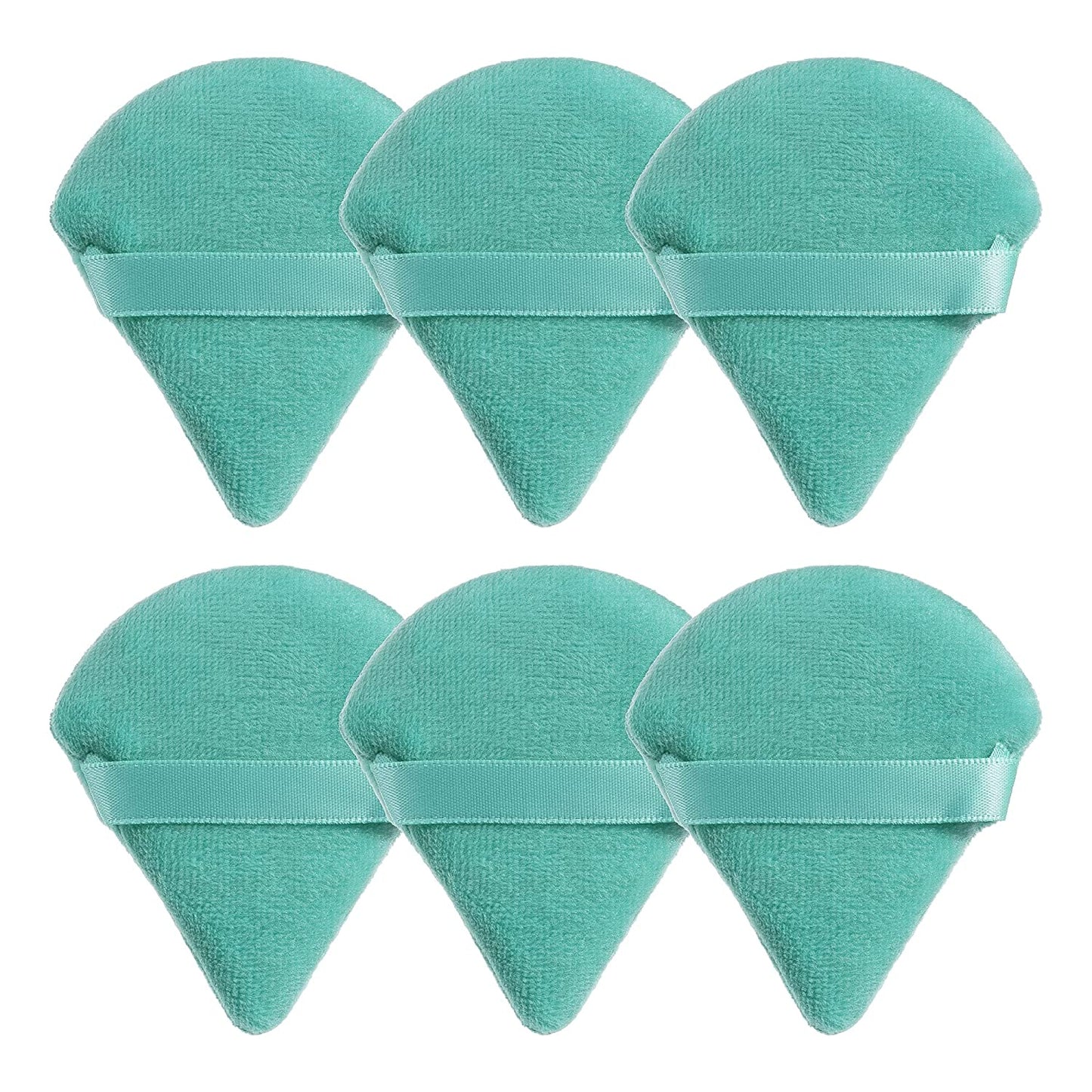 MOTZU 6 Pieces Pure Cotton Powder Puff, Made of Cotton Velour in Triangle Wedge Shape Designed for Contouring, under Eyes and Corners, 2.76 Inch Normal Size, with Strap, Makeup Tool for Cosmetic Health & Beauty > Personal Care > Cosmetics > Cosmetic Tools > Makeup Tools MOTZU Green