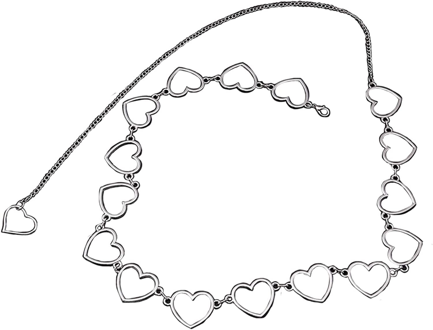 N/Q Punk Gothic Layered Hollow Love Heart Butterfly Star Belly Waist Chain Belt for Women Girls Men Boys Hip Hop Rock Multilayer Unisex Resin Cartoon Colorful Bear Animal Insect Body Jewelry Apparel & Accessories > Jewelry > Body Jewelry N/Q D heart