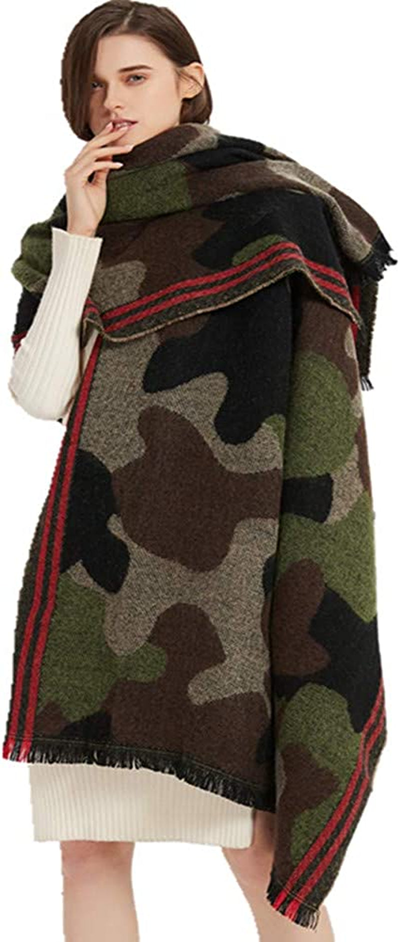 Camo Pashmina Winter Scarf Camoflauge Blanket Outdoor Fashion Scarf Wraps Shawl Handmade Scarves for Woman Man Apparel & Accessories > Clothing Accessories > Scarves & Shawls SEPTEMBER HOME Camo
