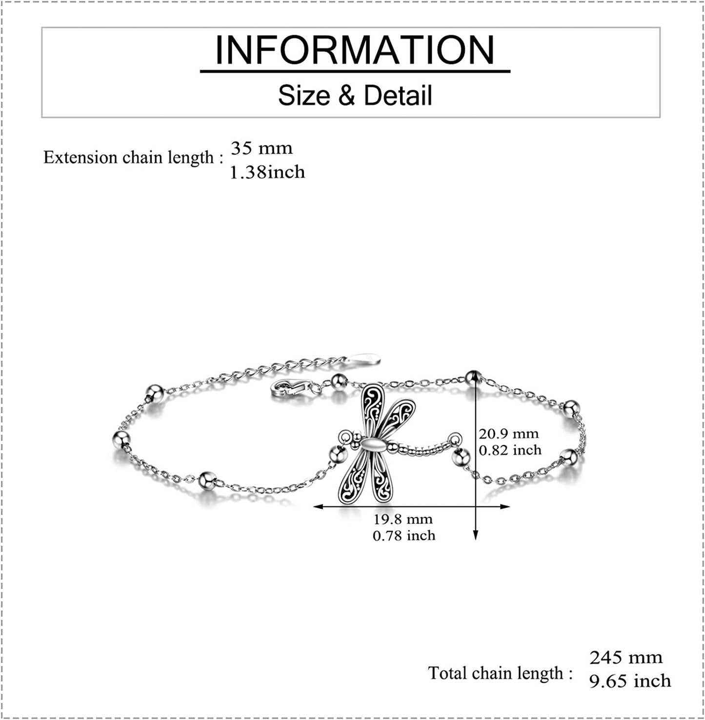 ONEFINITY Beads Anklet Sterling Silver Dragonfly/Sunflower/Sloth/Otter/Butterfly Ankle Bracelets Jewelry for Women Girls Gifts Apparel & Accessories > Jewelry > Anklets ONEFINITY