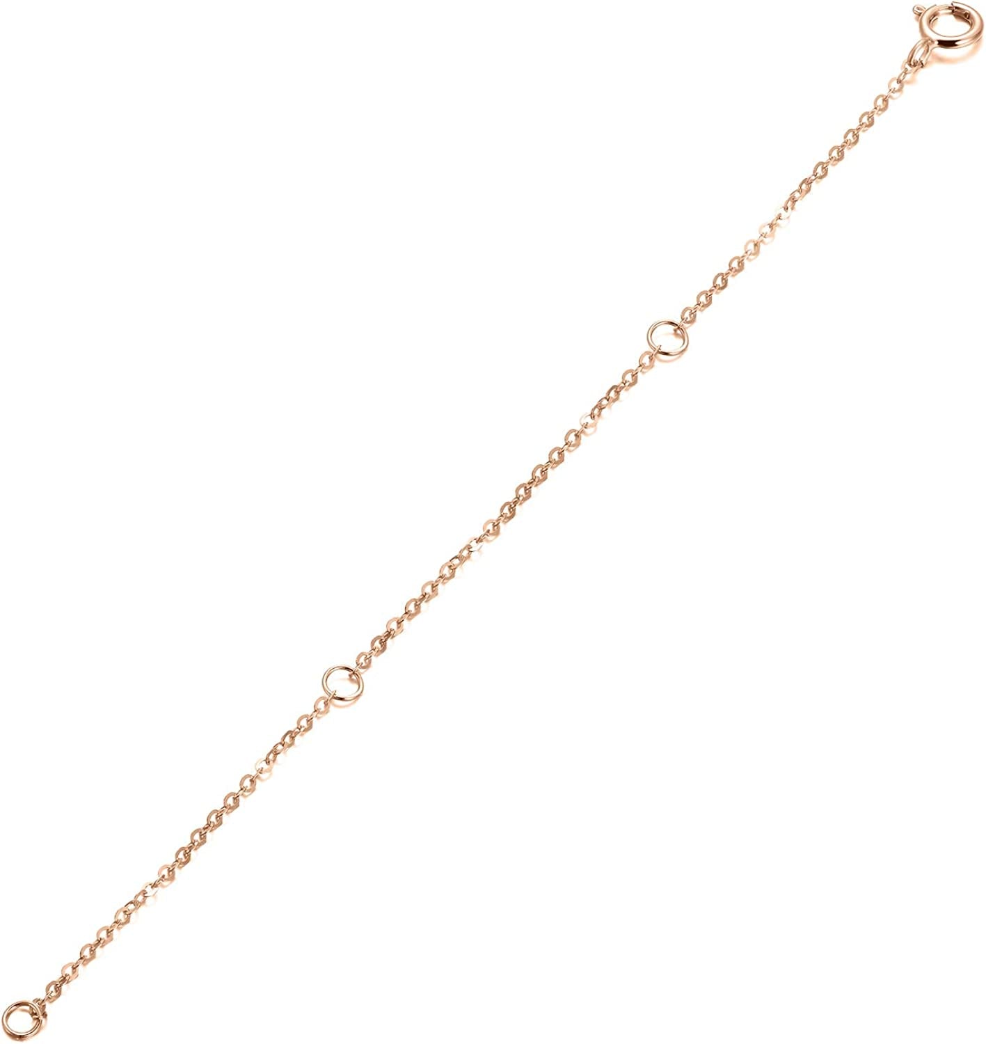 FENCCI 14K Solid Gold Chain Necklace Extender 2,3,4 Inch, Delicate Durable Adjustable Gold Chain Extender for Gold Necklace Bracelet Anklet Apparel & Accessories > Jewelry > Anklets FENCCI Rose Gold 2 inch