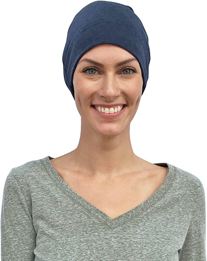 Cate & Levi Cancer Hat, Chemo Caps Made in Canada, 100% Organic Cotton, Cancer and Sleep Headwear and Hats Apparel & Accessories > Clothing Accessories > Headwear Cate & Levi Navy Large