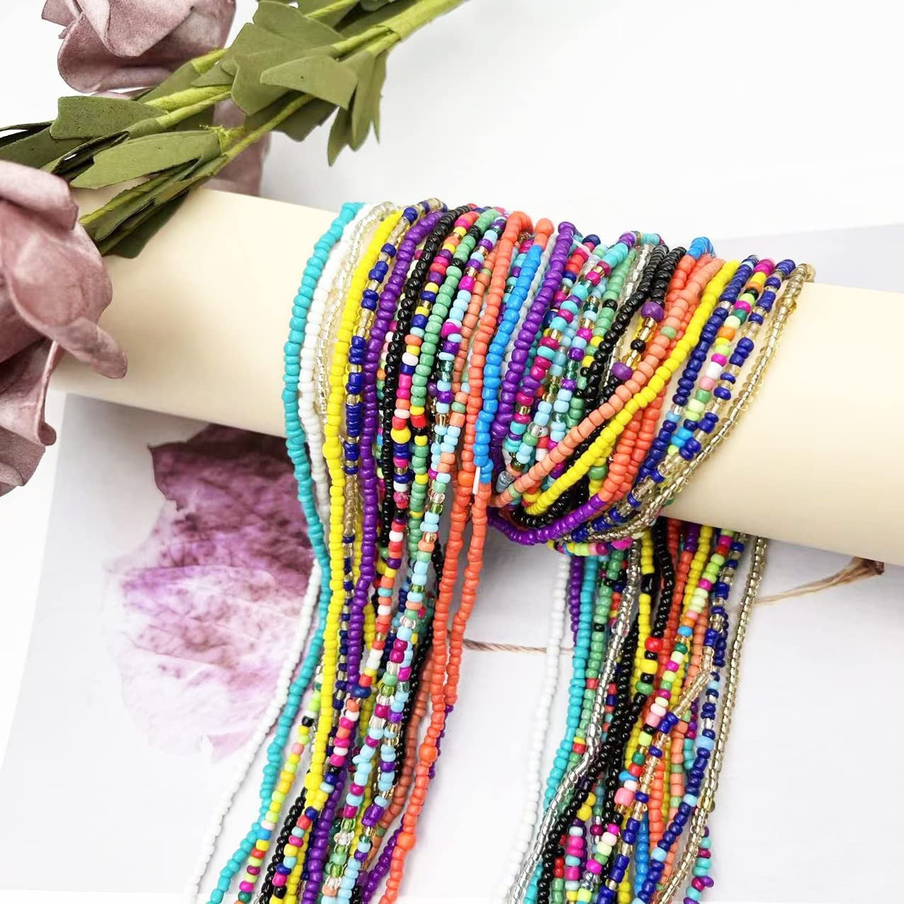 Waist Beads for Women,20Pcs African Waist Beads Belly Chain Multilayer Body Jewelry Accessories Handmade Colorful Beads Elastic Waist Chain Apparel & Accessories > Jewelry > Body Jewelry CSIYANJRY99