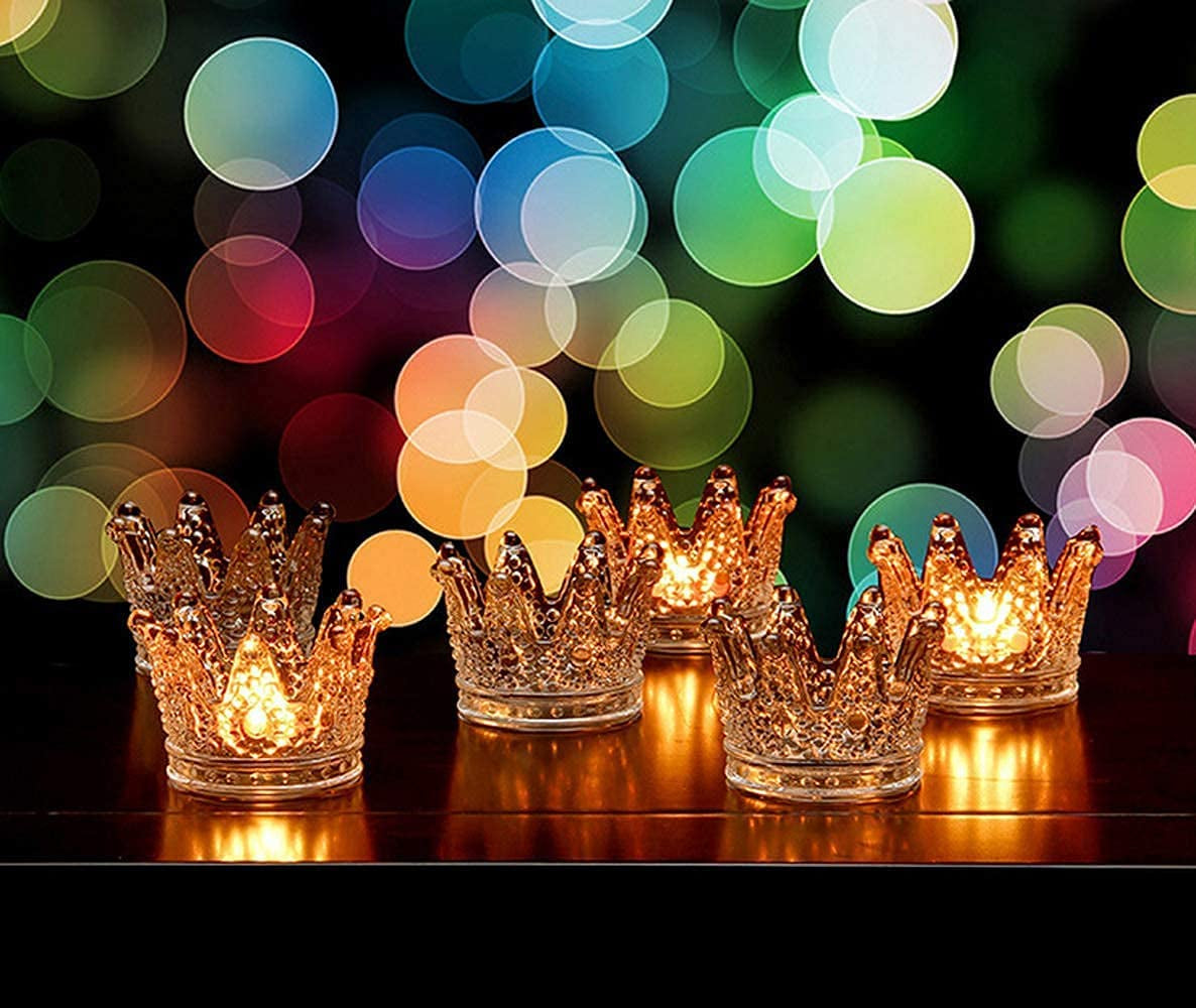 Vixdonos Crown Glass Tealight Candle Holder Set of 12 Clear Votive Candle Holders for Wedding, Party and Home Decor Apparel & Accessories > Jewelry > Anklets Vixdonos