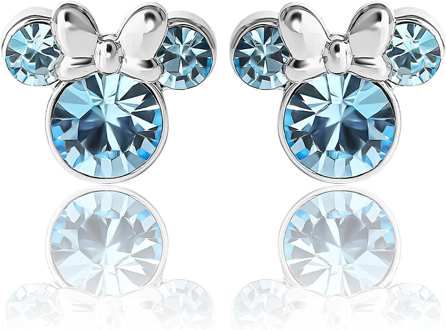 Disney Womens Minnie Mouse Birthstone Stud Earrings - Minnie Mouse Earrings - Birthstone Jewelry - Disney Jewelry Apparel & Accessories > Jewelry > Earrings Disney March-Aquamarine Crystal