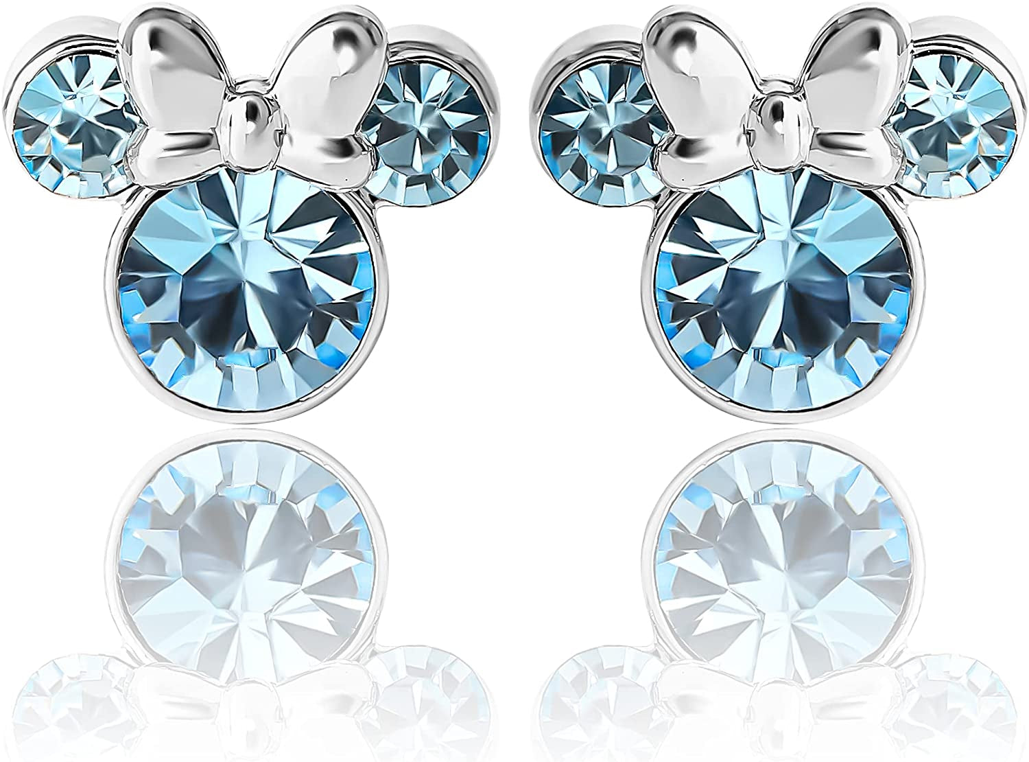 Disney Womens Minnie Mouse Birthstone Stud Earrings - Minnie Mouse Earrings - Birthstone Jewelry - Disney Jewelry Apparel & Accessories > Jewelry > Earrings Disney March-Aquamarine Crystal