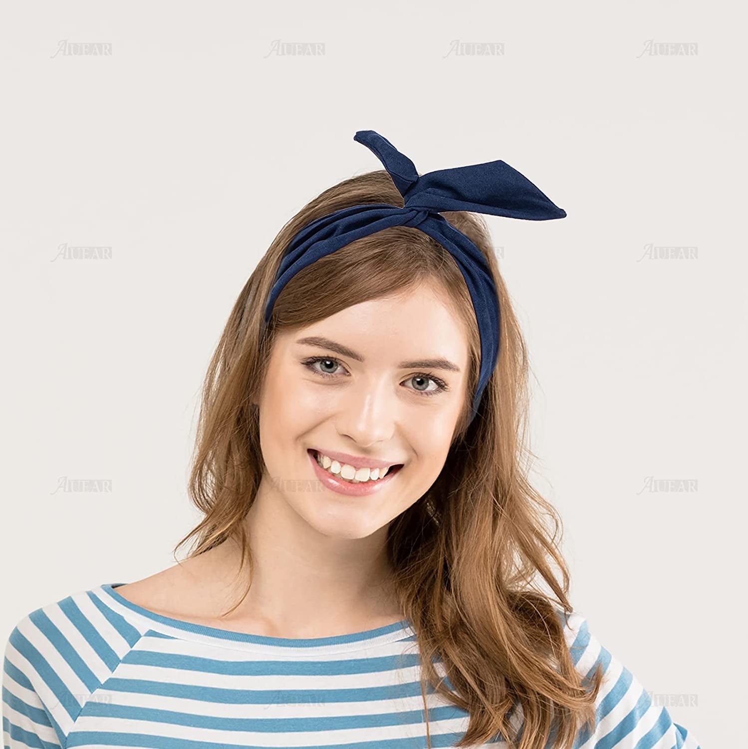 AUEAR, 9 Pack Solid Color Twist Bow Headband Wired Hair Tie Wire Headbands Rabblte Ear Bow Head Wraps for Women Girls Hair Accessories Apparel & Accessories > Clothing Accessories > Bandanas & Headties AUEAR