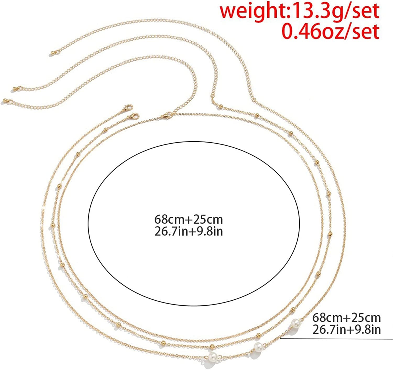 Silver/Gold Layered Waist Chains 26.7''/31.4''Adjustable Belly Chain Jewelry for Women Minimalist Beach Bikini Body Chain Apparel & Accessories > Jewelry > Body Jewelry Otxas