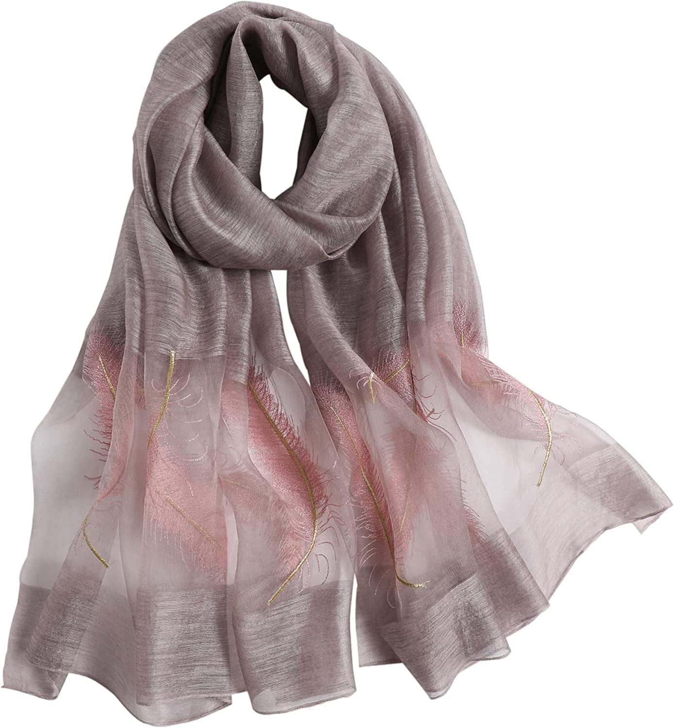 WINCESS.YU Silk Scarf for Women Lightweight Shawls and Wraps for Weddings Fashion Pashmina Shawl Embroidered Scarves Apparel & Accessories > Clothing Accessories > Scarves & Shawls WINCESS.YU 8505-widen