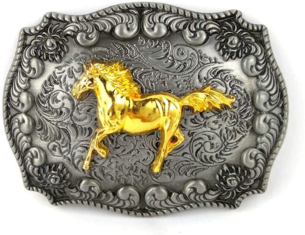 KDG Western Cowboy Belt Buckle for Belt Accessories Custom Buckle Apparel & Accessories > Clothing Accessories > Belt Buckles KDG A-square Gold Horse
