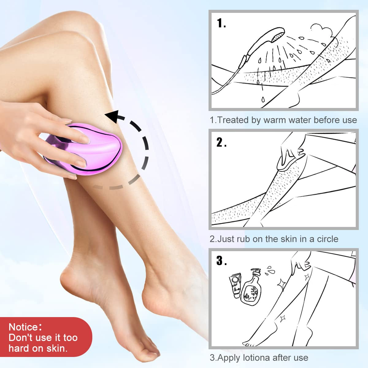Muisci Crystal Hair Eraser Nano Crystal Painless Hair Removal Tool for Men and Women Reusable Magic Crystal Hair Remover Stone for Body Legs Arms Back Exfoliate Health & Beauty > Personal Care > Foot Care MuiSci