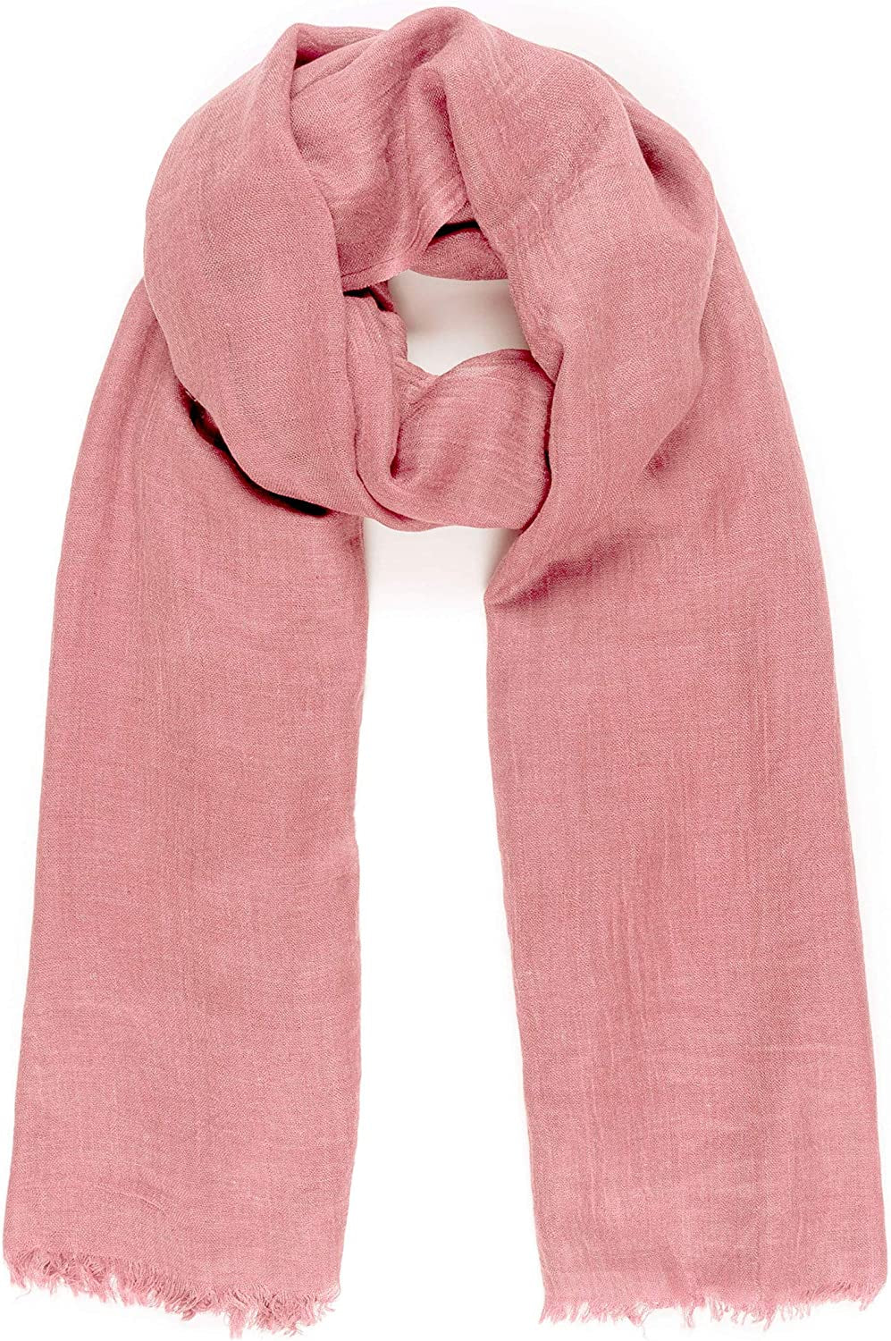 Scarfs for Women Fashion Lightweight Solid Colors Wrap Shawl for Fall Winter Apparel & Accessories > Clothing Accessories > Scarves & Shawls MIMOSITO 2 Fringed Edges, Mauve Pink
