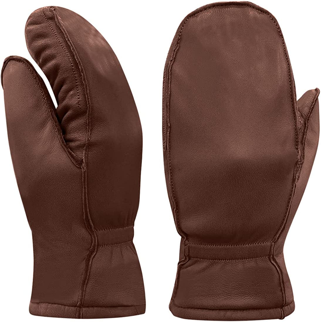Harssidanzar Womens and Kids Lambskin Leather Winter Mittens Thermolite Lined with Finger Liners Apparel & Accessories > Clothing Accessories > Gloves & Mittens KYLIE MAX Saddle Medium
