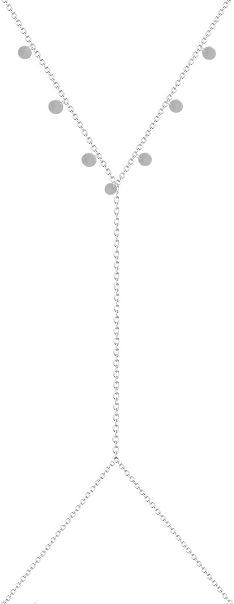 Body Chains for Women Sexy Skinny Crossover Full Body Jewelry for Bikini Swimsuit Wedding Dress Necklace and Belly Chain Set Apparel & Accessories > Jewelry > Body Jewelry Tosmifairy Iron Sheets+Silver Iron Chain