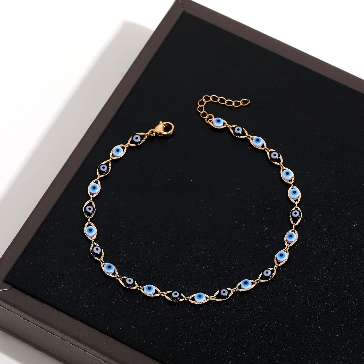 SLOONG Evil Eye Anklet Bracelet for Women Girls 14K Gold Plated Beach Foot Anklet Bracelet Summer Jewelry Beads Anklet Set, Adjustabe Size Apparel & Accessories > Jewelry > Anklets SLOONG