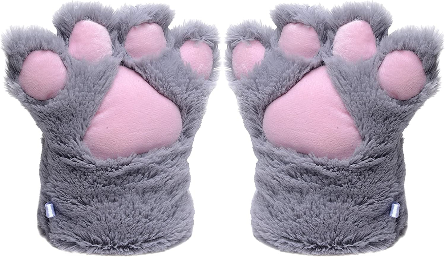 Odema Womens Winter Warm Gloves Cosplay Cat Paw All Cover Mittens for Girls Apparel & Accessories > Clothing Accessories > Gloves & Mittens Odema Gray
