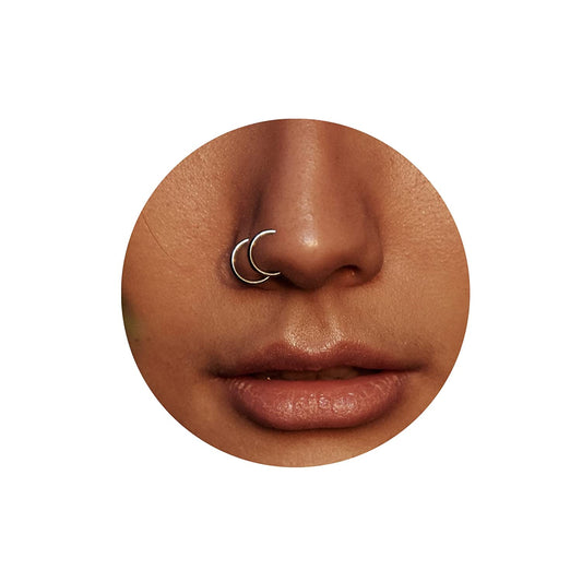 Nose Ring 2Pcs Set 925 Silver Fake Piercing Handmade Clip-On Hoop Fake Nose Ring without Piercing, Ladies Body Jewelry Fake Nose Ring Apparel & Accessories > Jewelry > Body Jewelry MEINESQIS