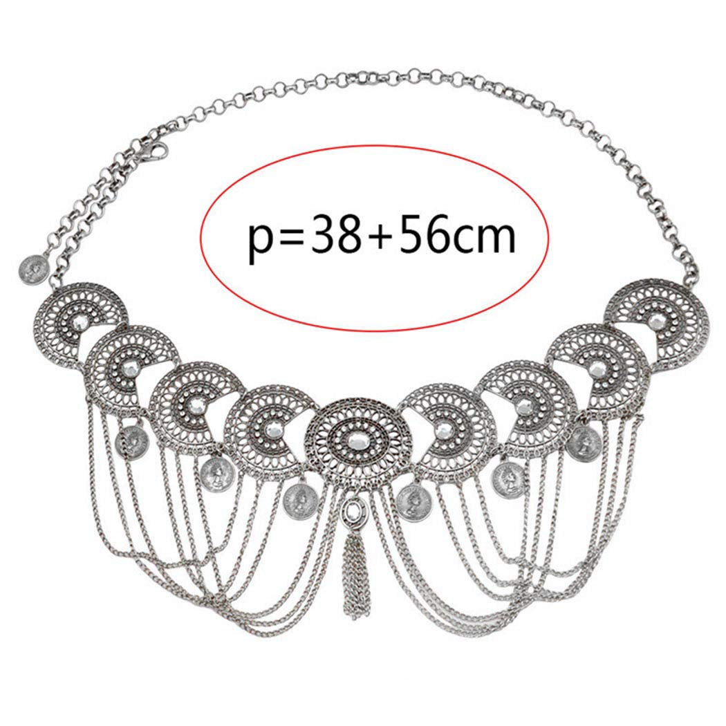 Nicute Boho Coin Belly Chain Rhinestone Waist Chains Dance Summer Body Jewelry for Women and Girls(Silver) Apparel & Accessories > Jewelry > Body Jewelry Nicute