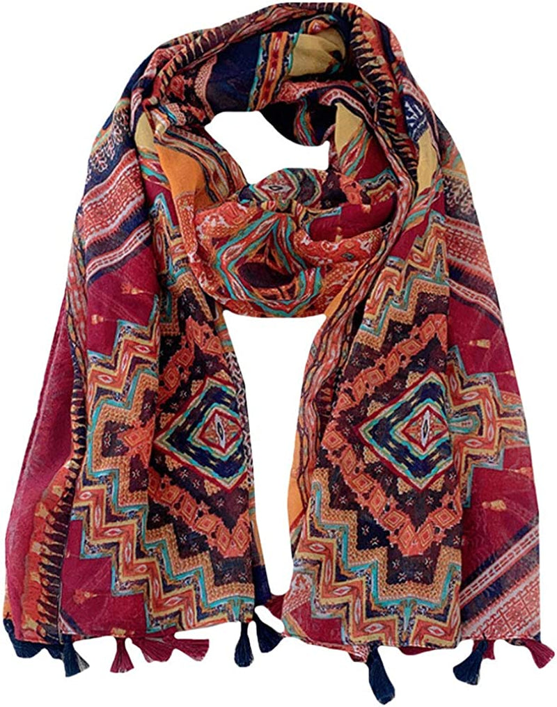 Van Caro Scarfs for Women Lightweight Floral Scarf Soft Long Fashion Scarves Sun-Proof Wrap Shawl Apparel & Accessories > Clothing Accessories > Scarves & Shawls Lobagve 5383 Colorful Rhombus