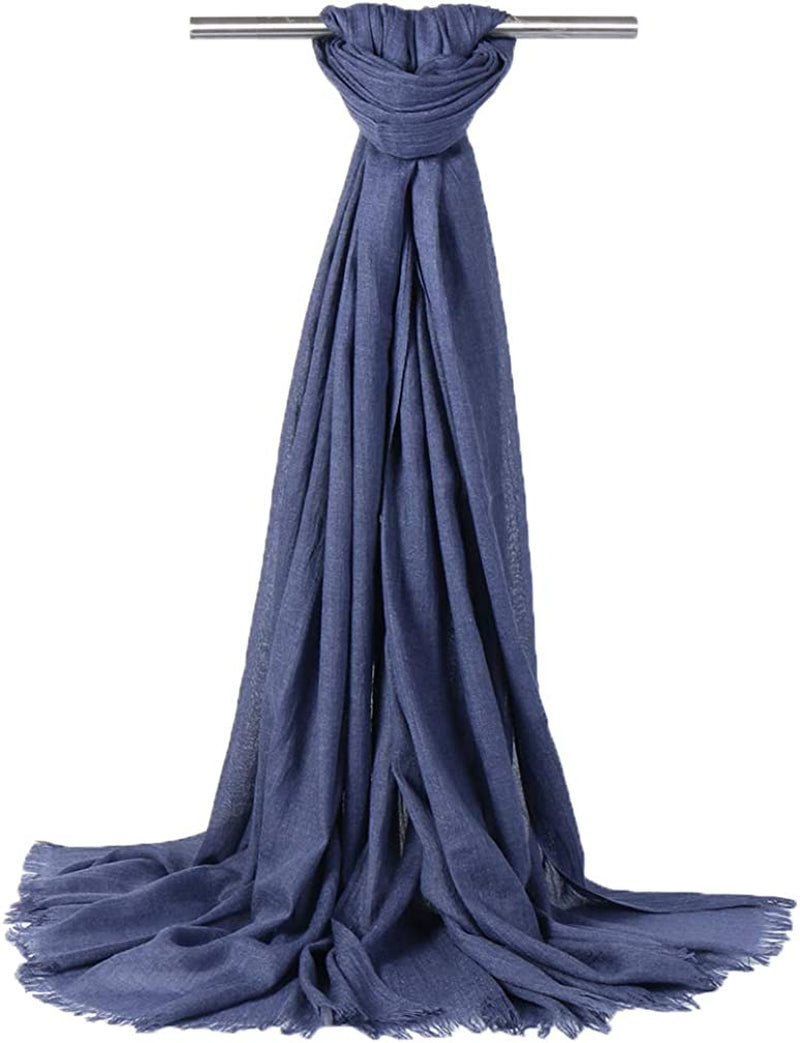 LMVERNA Women Solid Color Scarfs Large Long Lightweight Fringed Headscarf Linen Sheer Shawl Wrap Apparel & Accessories > Clothing Accessories > Scarves & Shawls LMVERNA