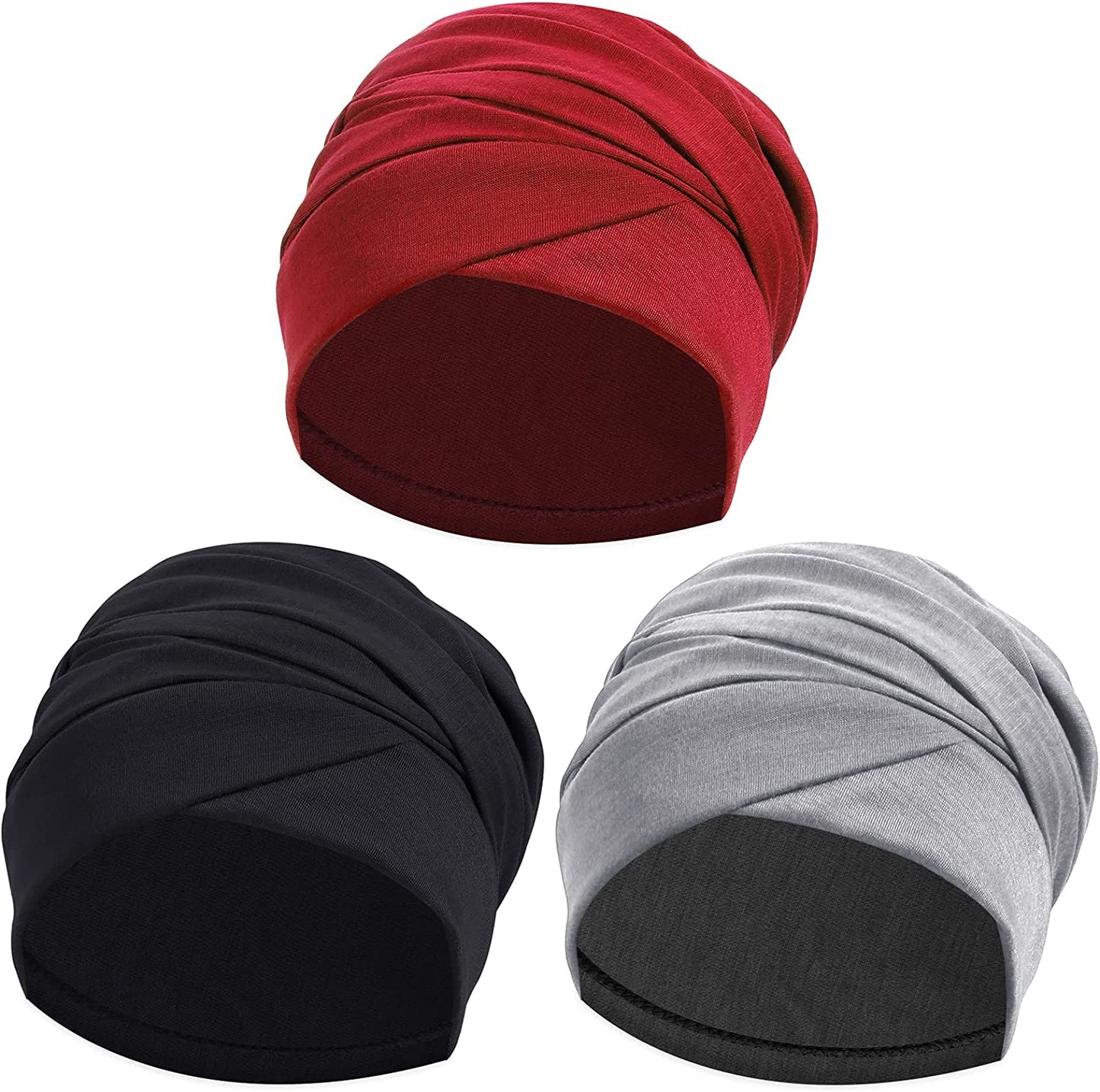 Ever Fairy Turban Head Wrap Scarf,African Women' Soft Long Scarf Shawl Hair Bohemian Headwrap Stretch Headband Tie Apparel & Accessories > Clothing Accessories > Scarves & Shawls Ever Fairy Set A-black+grey+red