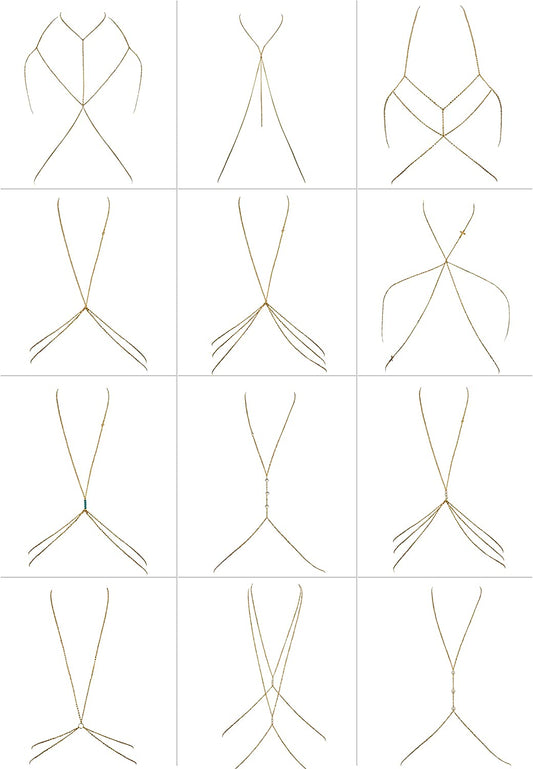 Vegolita 12Pcs Body Chains for Women Beach Bikini Waist Belly Chain Jewelry Necklace Gold Tone Apparel & Accessories > Jewelry > Body Jewelry Vegolita