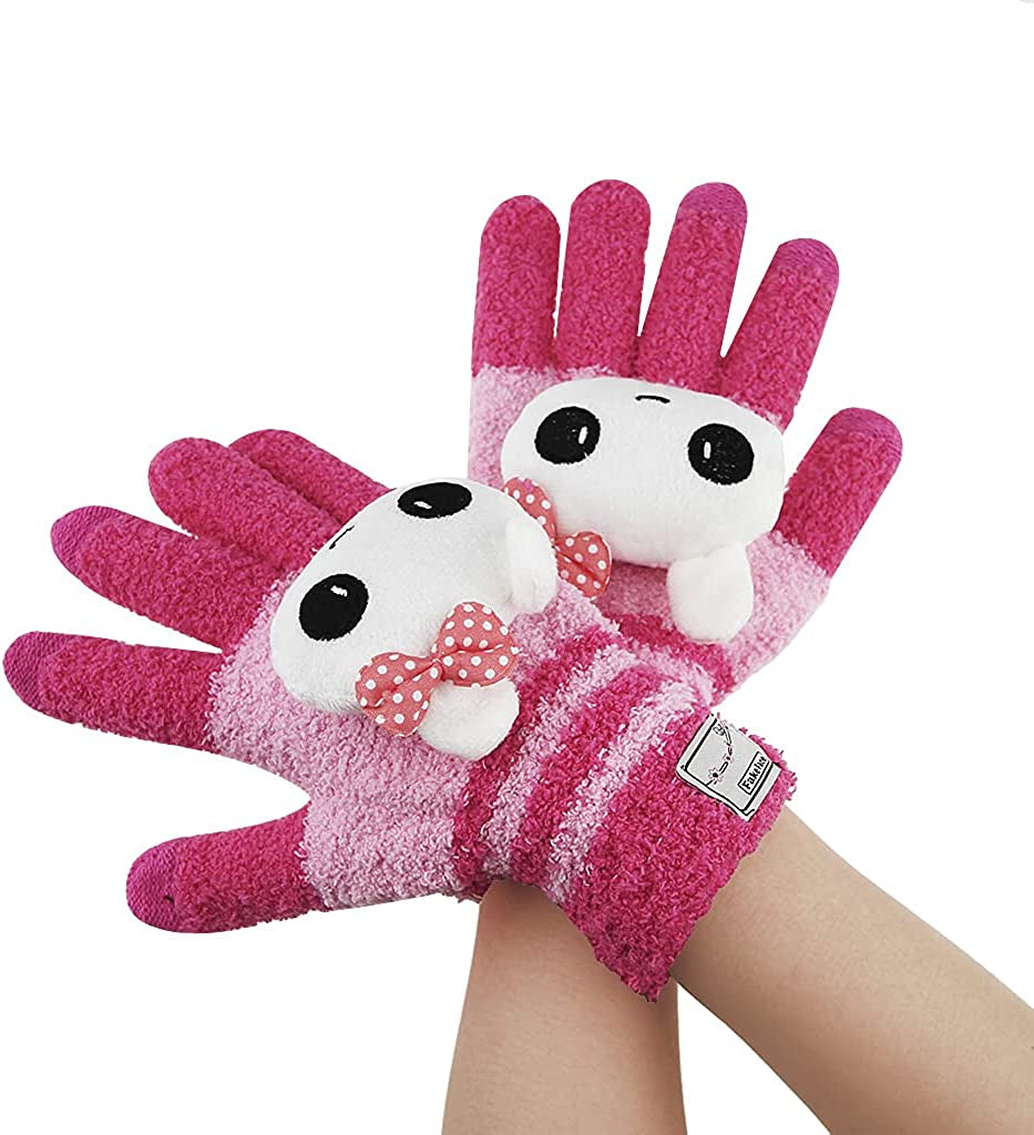 Cute Panda Winter Wool Touchscreen Gloves for Women Girls Windproof Warm Knit Texting Gloves Mittens Gift for Christmas Day Apparel & Accessories > Clothing Accessories > Gloves & Mittens FakeFace Rose Red Cat