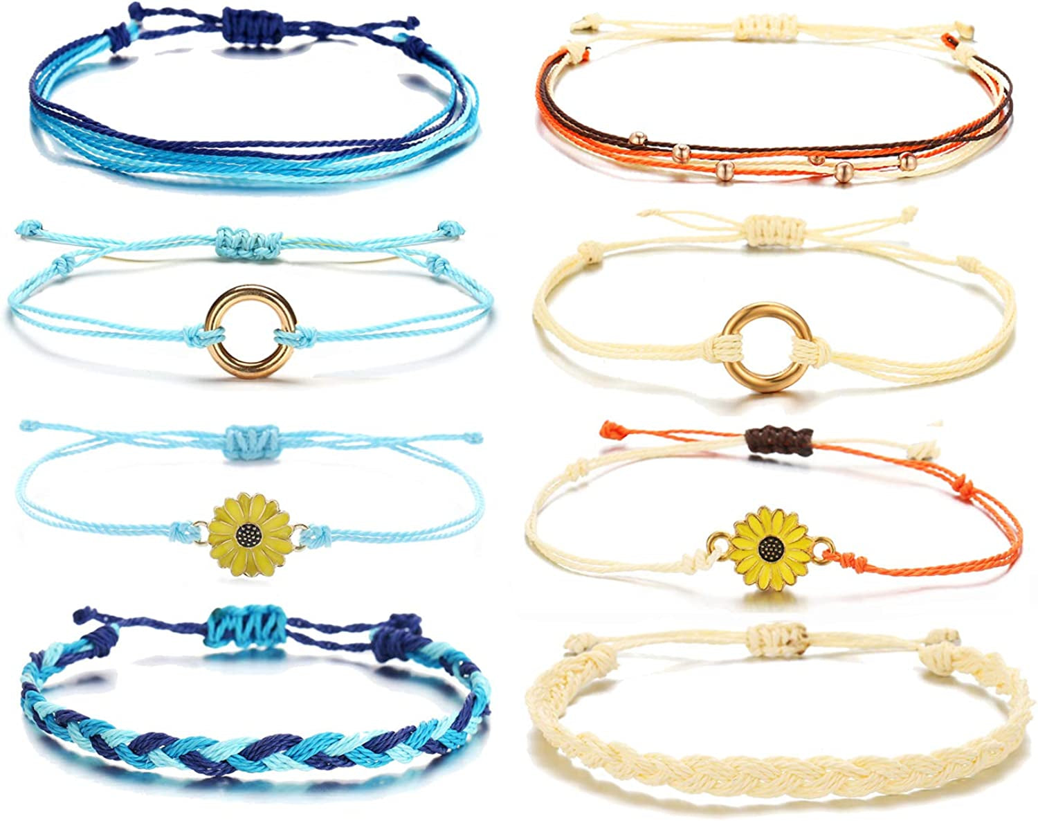 Long Tiantian Wave Bracelets for Teen Girls Cute Boho Braided String Beach Ocean Bracelet for Women Summer Jewelry Gift Apparel & Accessories > Jewelry > Bracelets Long tiantian F