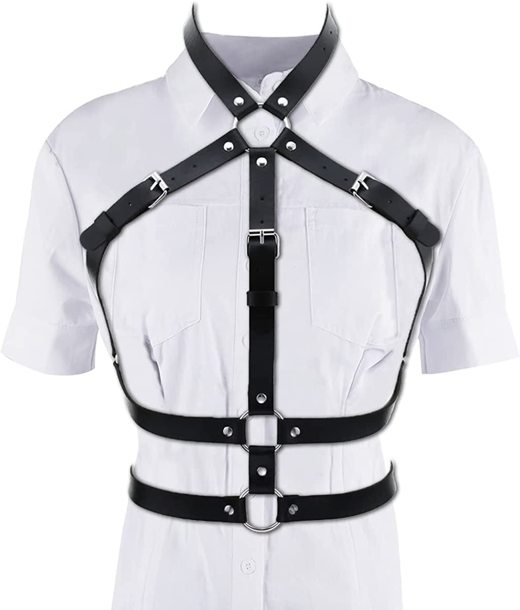 Punk Body Belt Adjustable Black Fashion Body Chain Body Accessory Jewelry for Women and Girls Apparel & Accessories > Jewelry > Body Jewelry LISBLIER Punk Belt