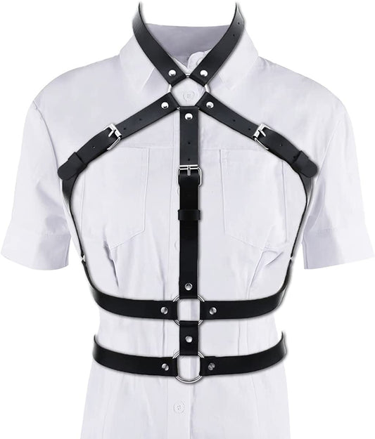 Punk Body Belt Adjustable Black Fashion Body Chain Body Accessory Jewelry for Women and Girls Apparel & Accessories > Jewelry > Body Jewelry LISBLIER Punk Belt