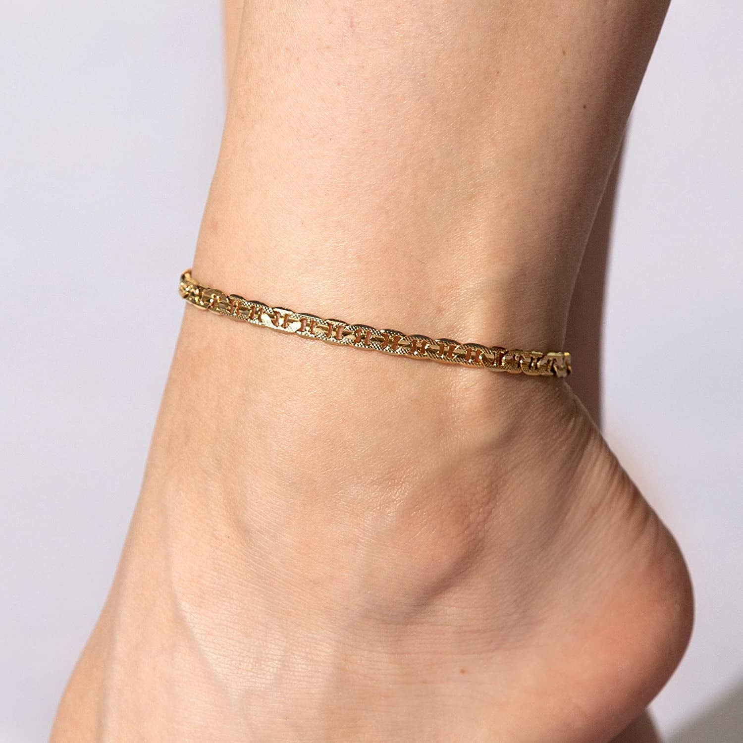 LIFETIME JEWELRY 5Mm Crushed Mariner Anklet for Women & Girls 24K Real Gold Plated Apparel & Accessories > Jewelry > Anklets Lifetime Products Group