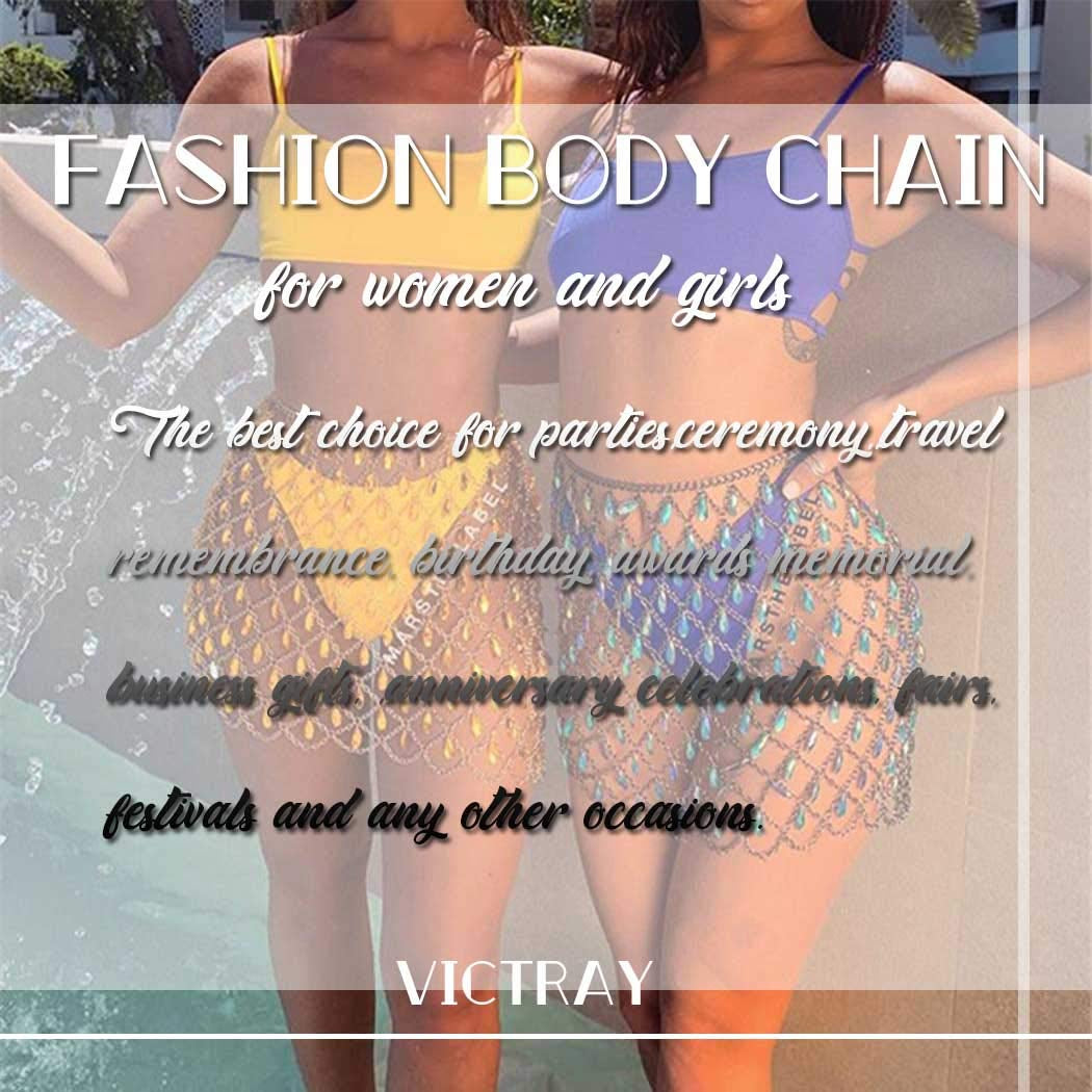 Victray Layered Body Chain Set Beach Waist Chains Fashion Body Accessories Jewelry for Women and Girls (Gold) Apparel & Accessories > Jewelry > Body Jewelry Victray