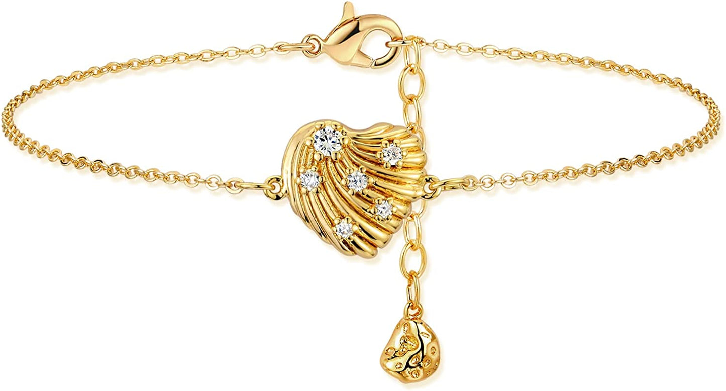 Dremmy Studios Simple Gold Chain Anklet,14K Gold/Silver Plated Dainty Summer Beach Anklets for Women Apparel & Accessories > Jewelry > Anklets DREMMY STUDIOS Peach heart