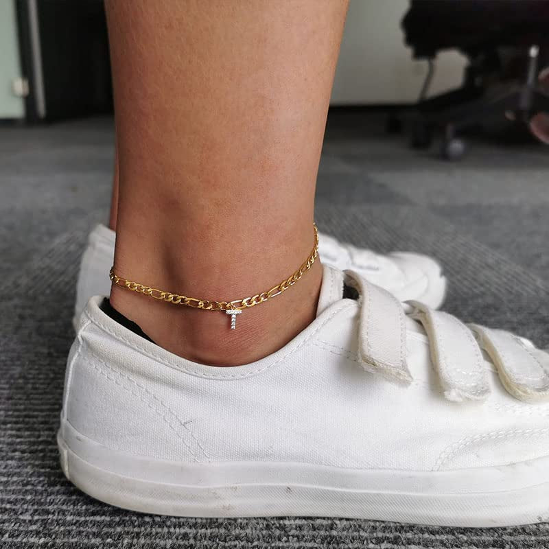 SPRING YOW Letter Ankle Bracelet Anklet Fashion Anklets for Women Zircon Initial Anklet Women Birthday Jewelry - Silver - D Apparel & Accessories > Jewelry > Anklets Generic