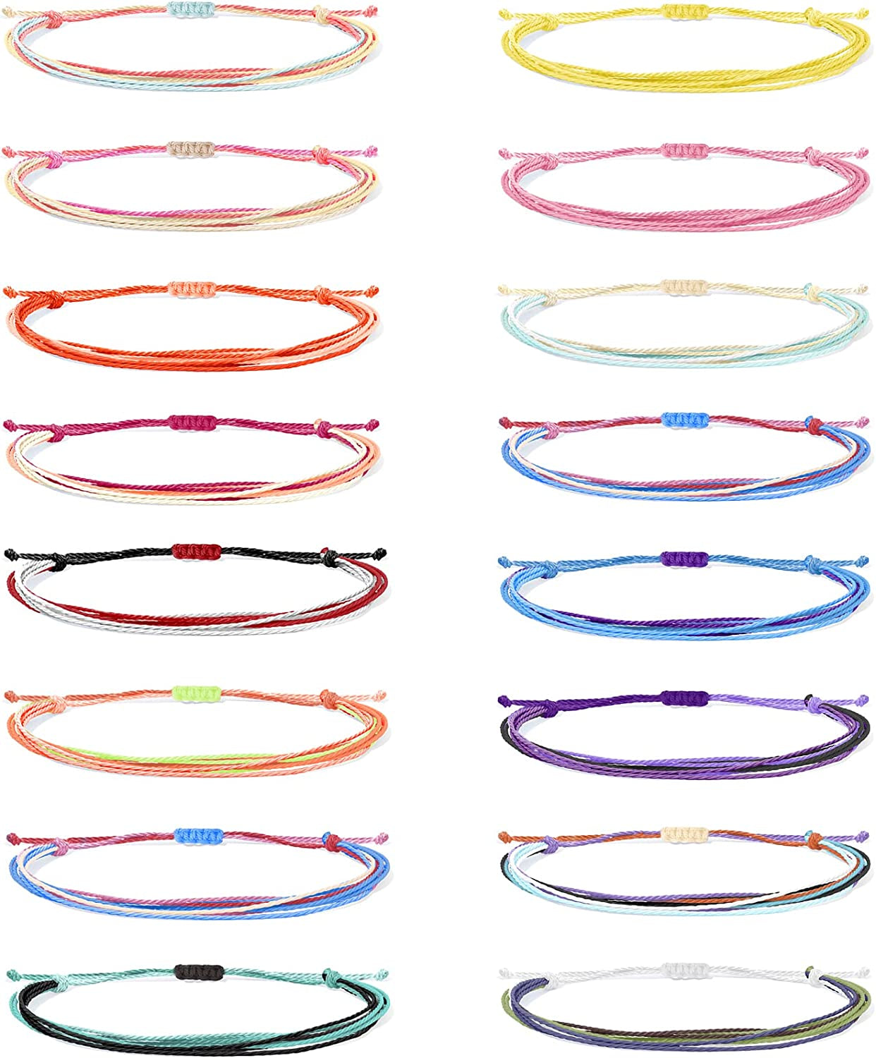 HUASAI Vsco String Bracelets for Teen Girls Women Waterproof Boho Rope Bracelets Wave Surfer Bracelets Summer Beach Anklets Apparel & Accessories > Jewelry > Anklets HUASAI 16 Pcs Adjustable Colorful String Bracelets Anklets