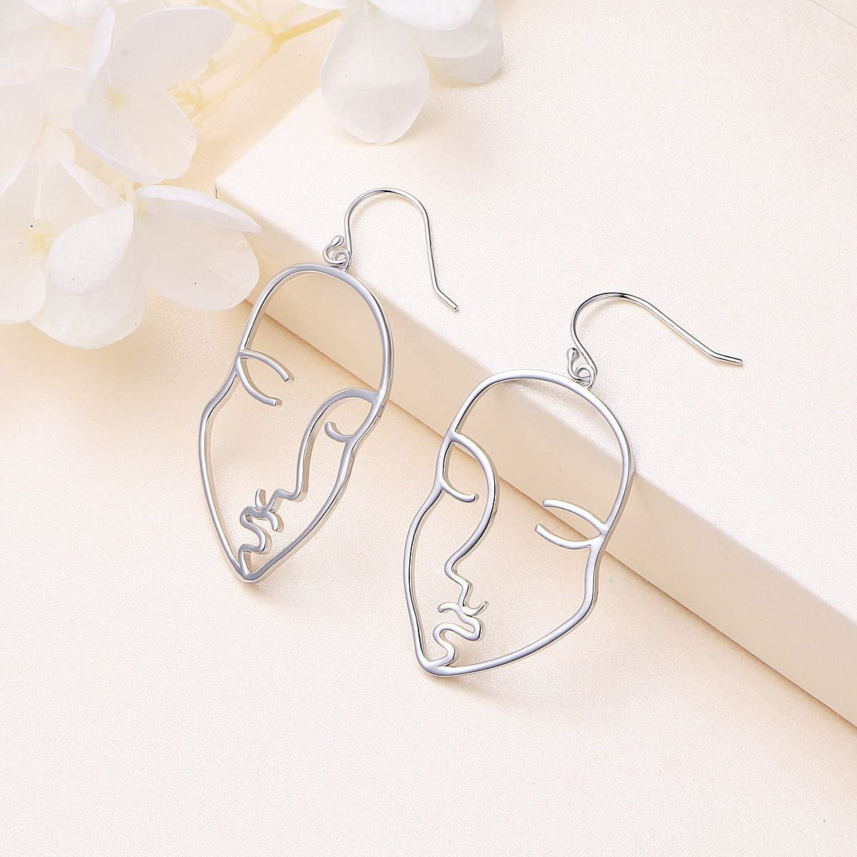 S925 Sterling Silver Face Abstract Drop Dangle Earrings for Women Jewelry Apparel & Accessories > Jewelry > Earrings ALPHM Jewelry Factory