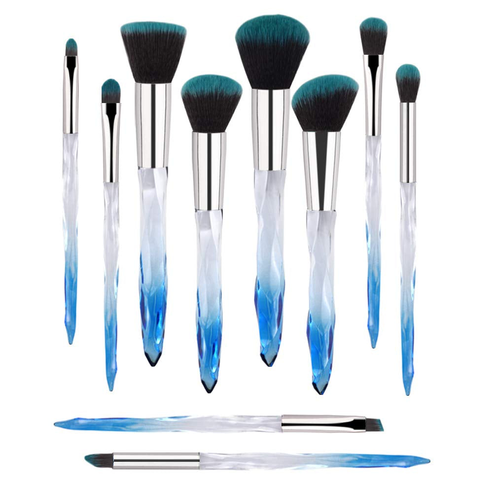 Makeup Brush Professional, Acrylic Diamond Handle Make up Brushes Series for Full Face Foudation Blush Eyeshadow Concealers Powder Transparent Beauty Tools Health & Beauty > Personal Care > Cosmetics > Cosmetic Tools > Makeup Tools G-Texnik 5-Light Blue