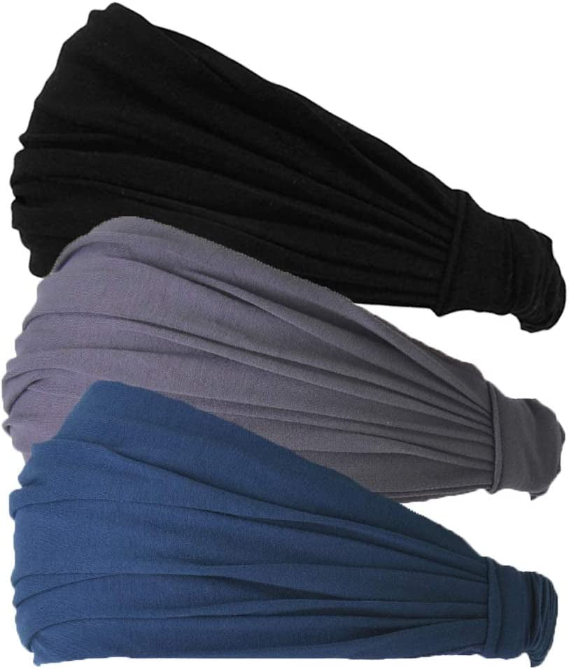 CCHARM Headband Bandana Japanese Style - Mens Head Wrap Womens Hair Band by Casualbox Apparel & Accessories > Clothing Accessories > Bandanas & Headties CCHARM Black, Dark Gray, Navy 3-Pack Medium