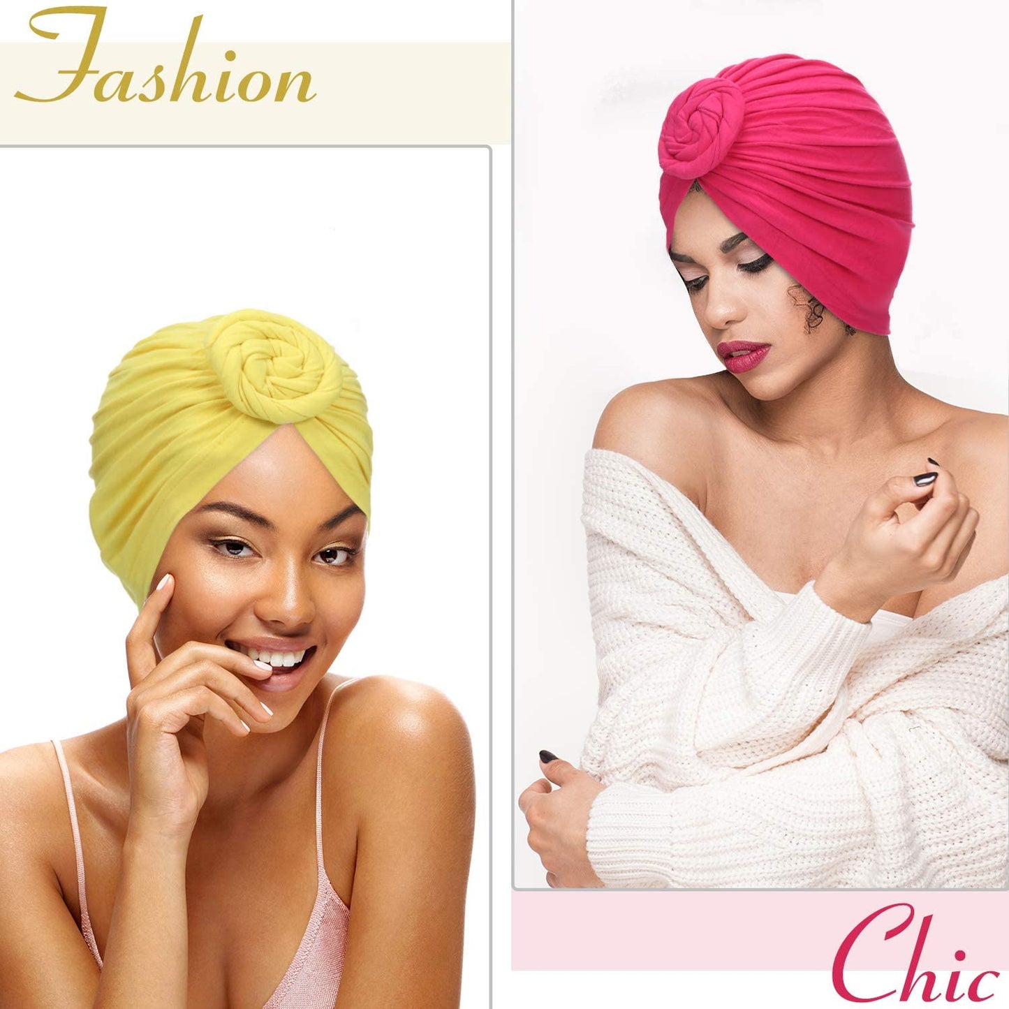 SATINIOR 6 Pieces Women African Turban Flower Knot Pre-Tied Bonnet Beanie Cap Headwrap Apparel & Accessories > Clothing Accessories > Headwear SATINIOR