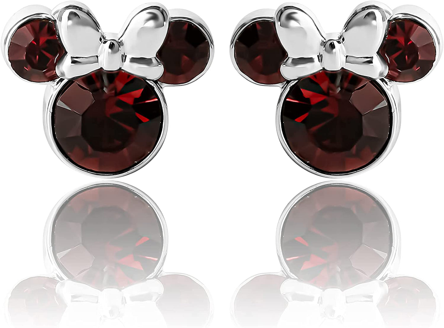 Disney Womens Minnie Mouse Birthstone Stud Earrings - Minnie Mouse Earrings - Birthstone Jewelry - Disney Jewelry Apparel & Accessories > Jewelry > Earrings Disney January-Burgundy Crystal