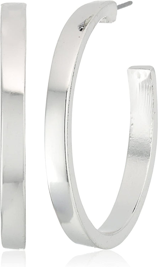 GUESS "Basic" Silver Logo Open Hoop Earrings Apparel & Accessories > Jewelry > Earrings GUESS