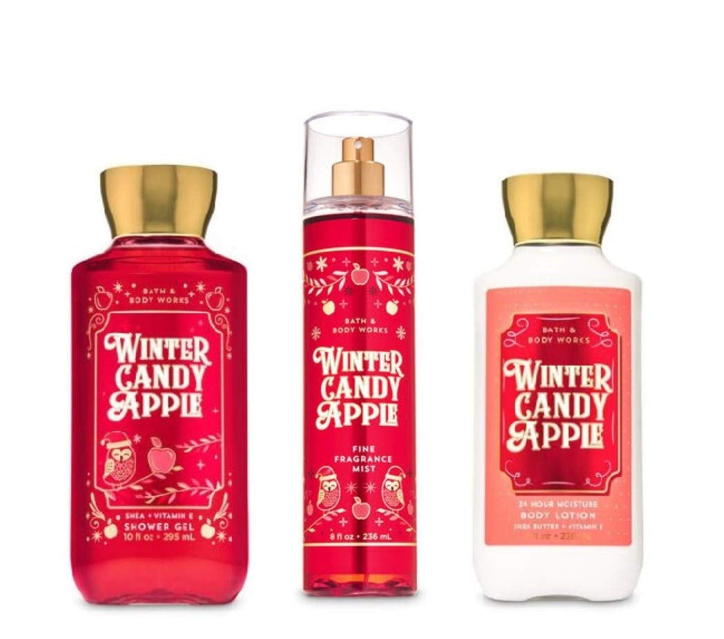 Bath and Body Works - Winter Candy Apple - Winter 2019 - Daily Trio - Shower Gel, Fine Fragrance Mist & Super Smooth Body Lotion Health & Beauty > Personal Care > Cosmetics > Bath & Body Bath and Body Works