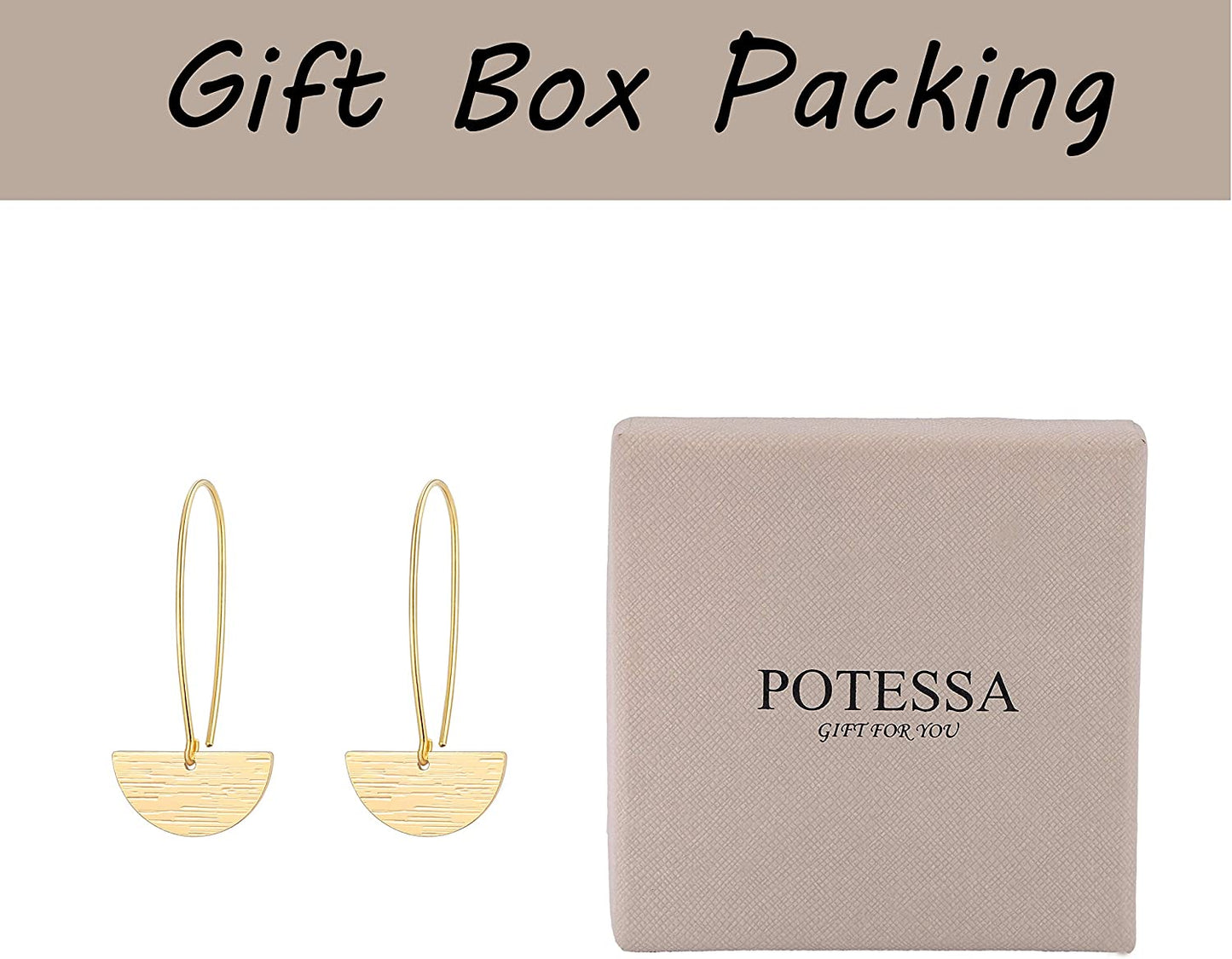 Geometric Drop Dangle Earrings Boho Statement Long Hoops Brushed 18K Gold Half Moon Hollow Circle Lightweight Earrings for Women Mother'S Day Gift Apparel & Accessories > Jewelry > Earrings POTESSA