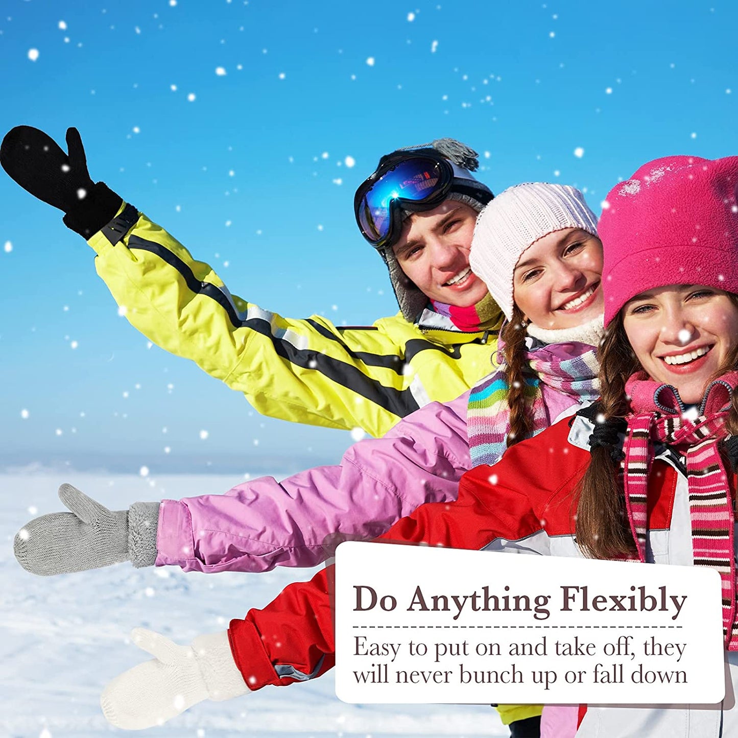 SATINIOR 3 Pairs Women'S Winter Knit Mittens Gloves Warm Soft Lining Gloves Thick Wool Gloves for Winter Cold Weather,Adult Size Apparel & Accessories > Clothing Accessories > Gloves & Mittens SATINIOR