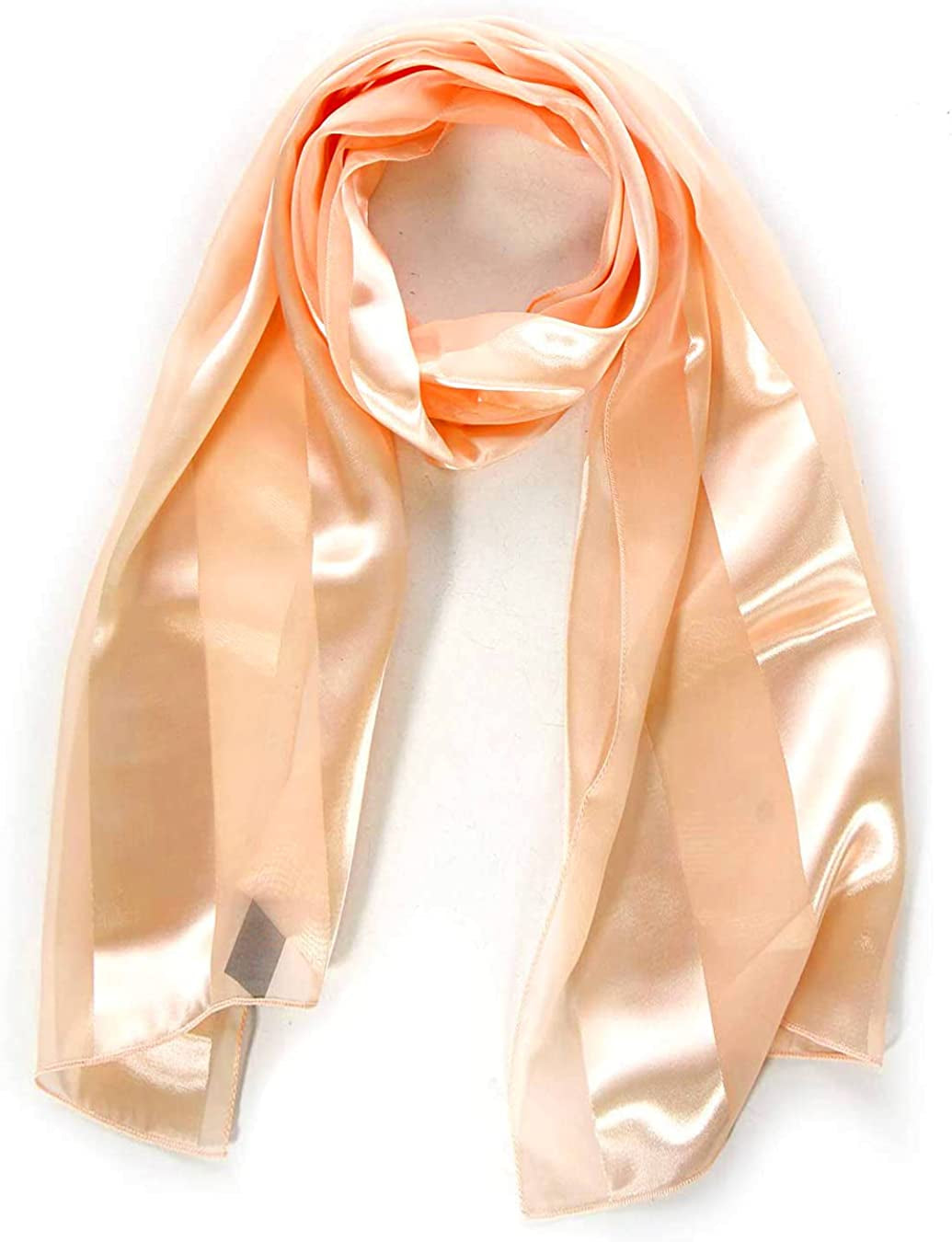 Scarfs for Women Lightweight Soft Silky Scarves 60" Long Satin Chiffon Stripe Neckerchief Gold Red Pink Black More Apparel & Accessories > Clothing Accessories > Scarves & Shawls SERENITA Peach