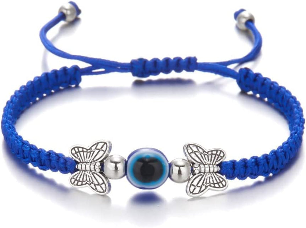 Evil Eye Pendant Bracelet Anklet,Red Blue Black Line Hand Turtle Elephant Pendant Adjustable Braided Bracelet Anklet for Women Men(Butterfly,Blue) Apparel & Accessories > Jewelry > Anklets Generic