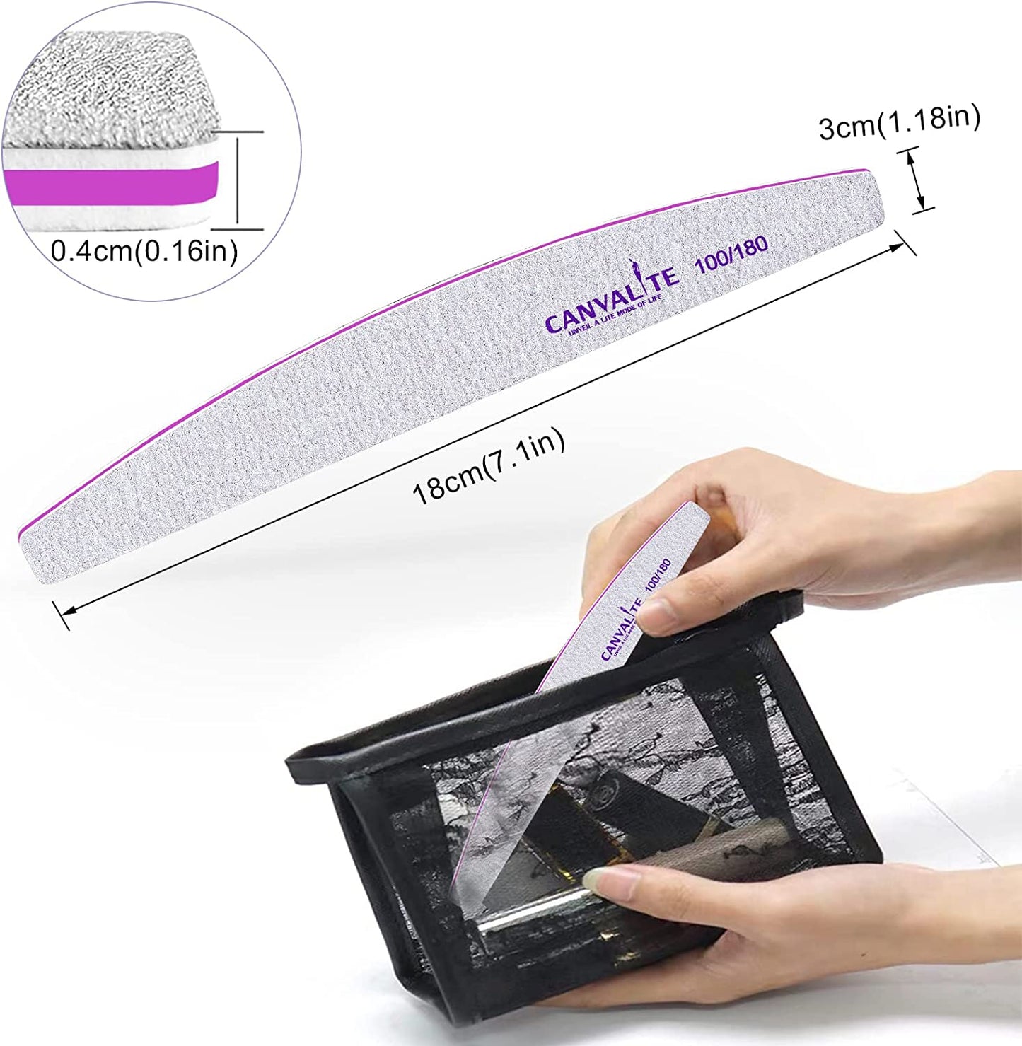 Canvalite 10 PCS Nail File Professional Nail Files Reusable Double Sided Emery Board(100/180 Grit) Nail Styling Tools for Home and Salon Use Health & Beauty > Personal Care > Cosmetics > Cosmetic Tools > Nail Tools CANVALITE
