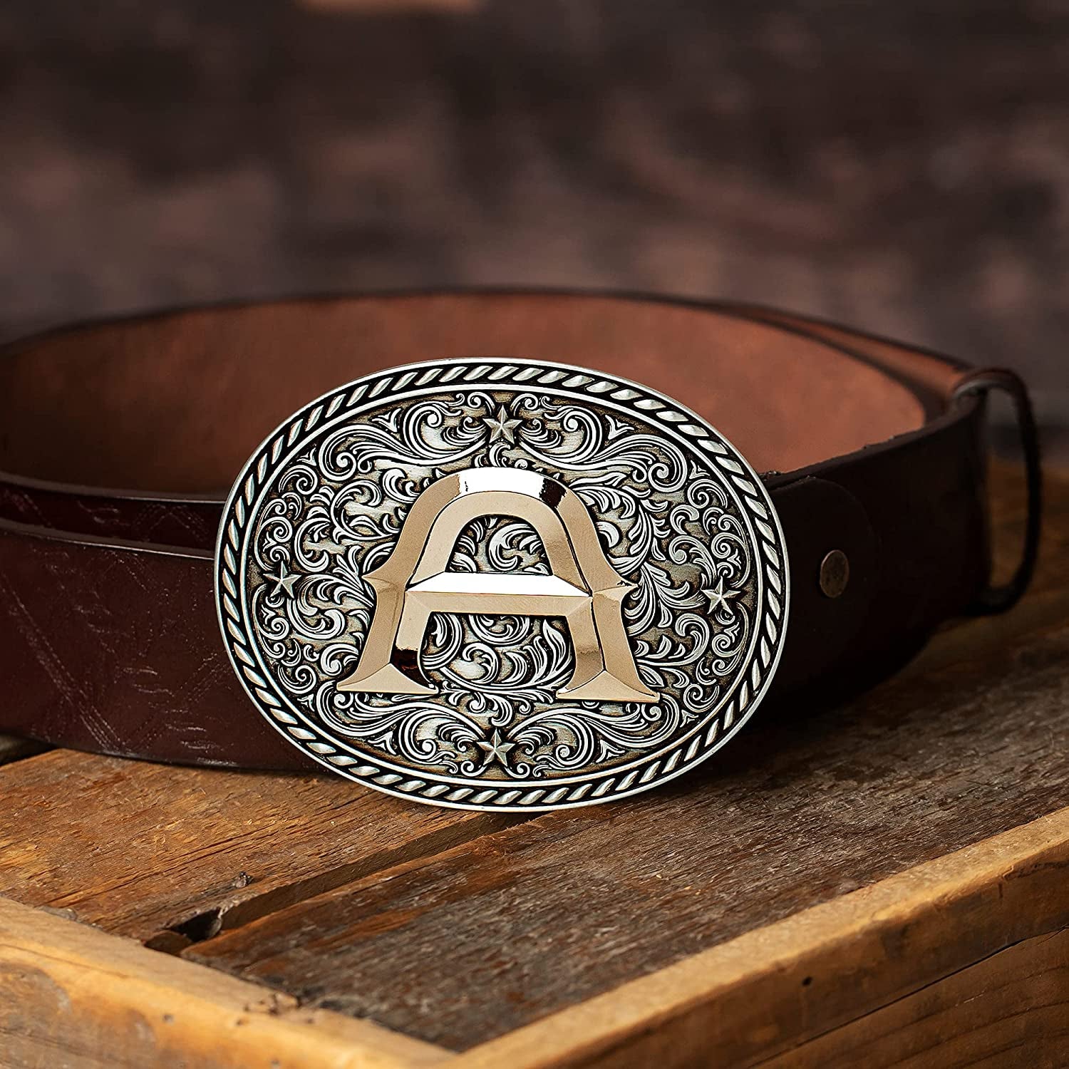 Western Cowboy/Cowgirl Initial Belt Buckle - Large, Letter Buckles for Men and Women Apparel & Accessories > Clothing Accessories > Belt Buckles Itera